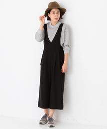 Another Edition | フリルポケットサロペット(ブラック)/aeＦC　ﾌﾘﾙPOC ｻﾛﾍﾟｯﾄ(サロペット/オーバーオール)