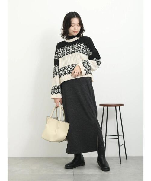 Samansa Mos2 blue（サマンサモスモスブルー）の「ジャカードケーブルニットプルオーバー（ニット/セーター・レディース・トップグレー/ブラック/サックスブルー・F）」の20枚目の写真