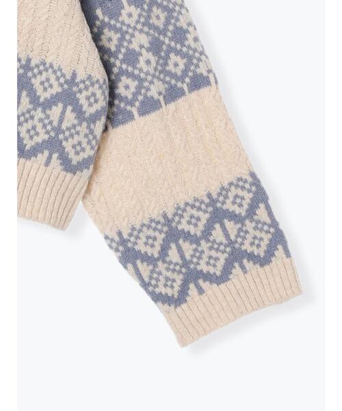 Samansa Mos2 blue（サマンサモスモスブルー）の「ジャカードケーブルニットプルオーバー（ニット/セーター・レディース・トップグレー/ブラック/サックスブルー・F）」の13枚目の写真