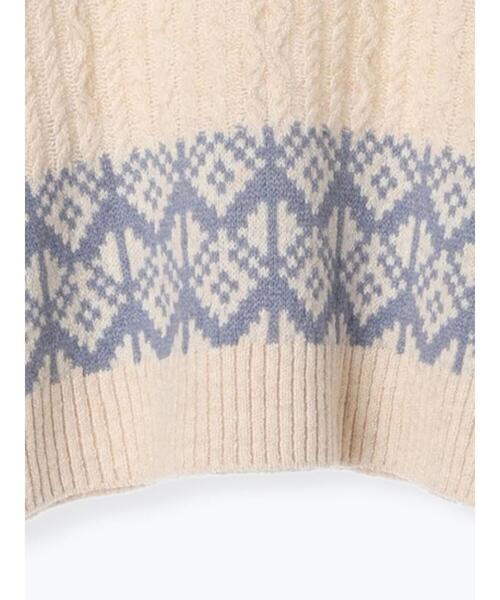 Samansa Mos2 blue（サマンサモスモスブルー）の「ジャカードケーブルニットプルオーバー（ニット/セーター・レディース・トップグレー/ブラック/サックスブルー・F）」の18枚目の写真