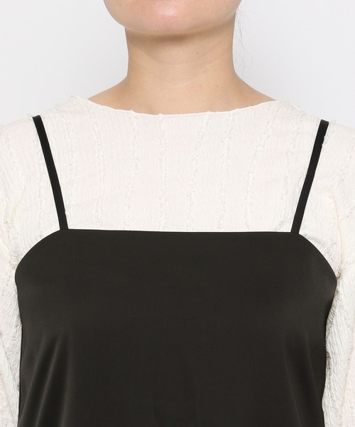 LOWRYS FARM(ローリーズファーム)の「サテン/ベロアキャミチュニック 102237(チュニック・レディース・ブラック/その他・FREE)」の4枚目の写真