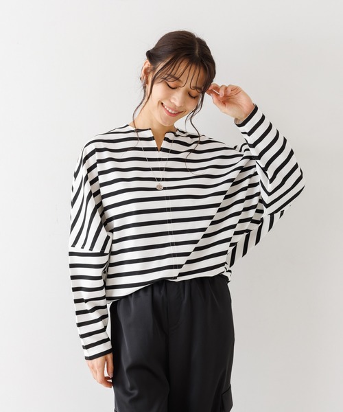 abahouse mavie（アバハウスマヴィ）の「ライトダンボールドルマンプルオーバー/春服（Tシャツ/カットソー・レディース・セージグリーン/ホワイト/ネイビー/ホワイト系その他2/パープル系その他/チャコールグレー/ベージュ・フリー）」の2枚目の写真