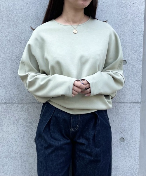 abahouse mavie（アバハウスマヴィ）の「ライトダンボールドルマンプルオーバー/春服（Tシャツ/カットソー・レディース・セージグリーン/ホワイト/ネイビー/ホワイト系その他2/パープル系その他/チャコールグレー/ベージュ・フリー）」の5枚目の写真