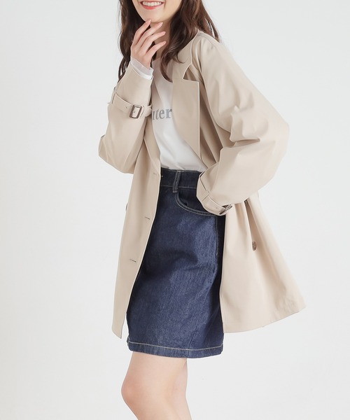 Honeys(ハニーズ)の「撥水加工ハーフ丈トレンチコート(トレンチコート・レディース・ベージュ/ピンク/アイボリー/グレイッシュベージュ・M/S/LL/L)」の20枚目の写真