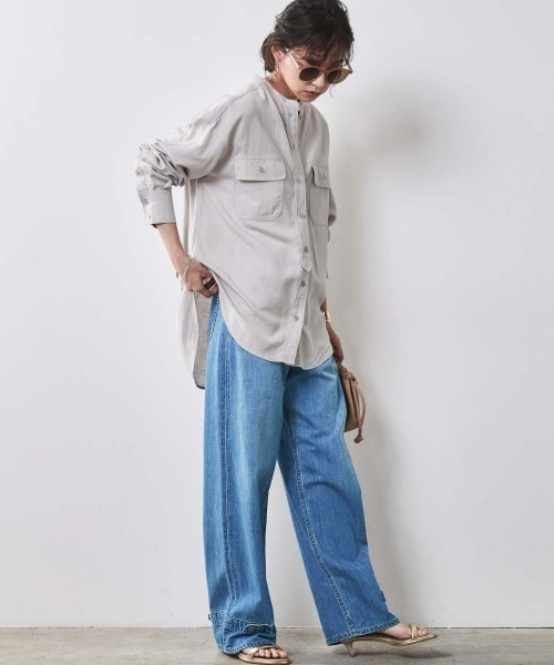 CHIC STYLE(シックスタイル)の「<大きいサイズ>綿100%ライトオンスデニム裾デザインワイドストレートパンツ シックスタイル(デニムパンツ・レディース・ブルー系/ネイビー系・96/98/106/114/122/80/84/88/92)」の17枚目の写真