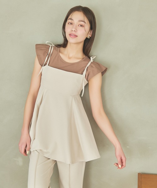 mysty woman（ミスティウーマン）の「［追加1］肩リボンペプラムキャミ　109956（キャミソール・レディース・ブルー系その他/ライトベージュ/カーキ・FREE）」の7枚目の写真