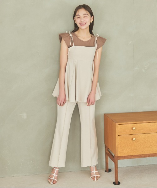 mysty woman（ミスティウーマン）の「［追加1］肩リボンペプラムキャミ　109956（キャミソール・レディース・ブルー系その他/ライトベージュ/カーキ・FREE）」の9枚目の写真