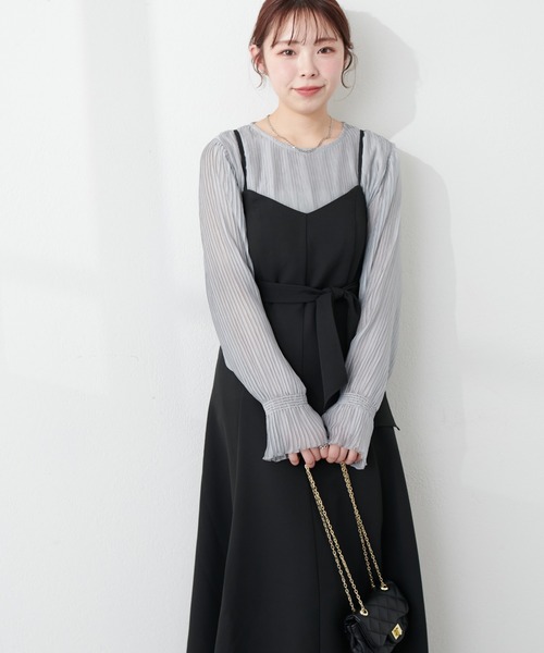 natural couture（ナチュラルクチュール）の「マーメイドバックリボンワンピース（ワンピース・レディース・モカ/サックスブルー/ブラック・SMALL/MEDIUM/LARGE）」の12枚目の写真