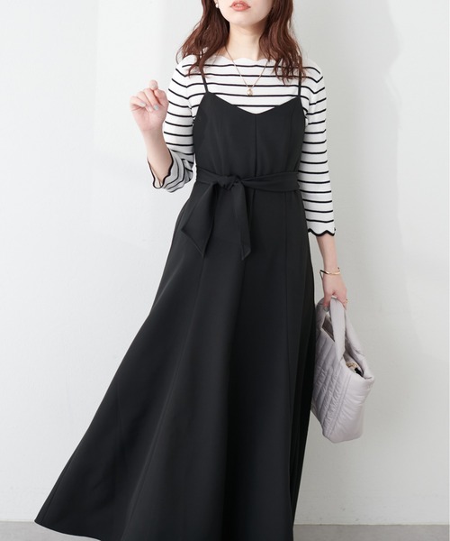 【美品】【AND COUTURE】 ブラック ワンピース バックリボン付き バックリボンキャミワンピース(504242294) | AND COUTURE(AND