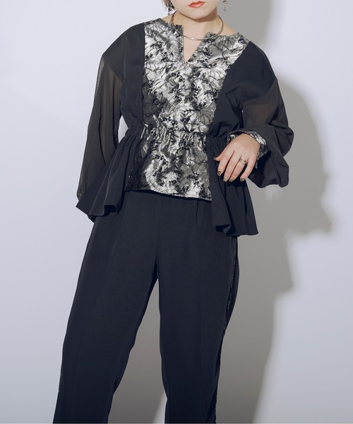 Ezick（エジック）の「Jacquard line ドレスブラウス（シャツ/ブラウス