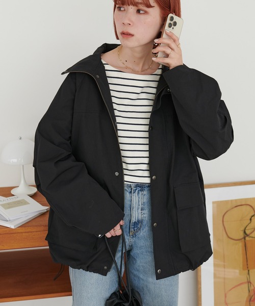 DISCOAT（ディスコート）の「【ユニセックス】ナイロンスタンドマウンテンジャケット（マウンテンパーカー・レディース・ブラック/カーキ/サックスブルー・FREE）」の4枚目の写真