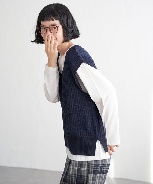 LBC(エルビーシー)の「【2点セット】ブークレMIXニットアンサンブル(ニット/セーター・レディース・スカイブルー/ミント/ネイビー・M/L)」の20枚目の写真
