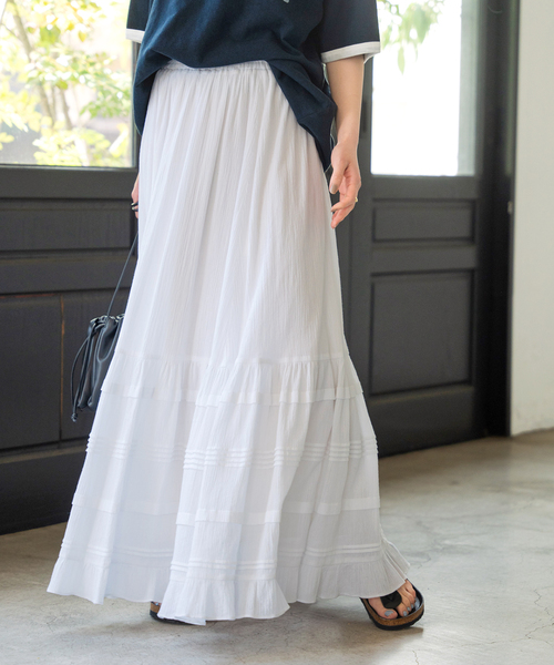 Spick & Span（スピックアンドスパン）の「コットンクレープギャザースカート（スカート・レディース・ホワイト/ブラック・FREE）」の17枚目の写真