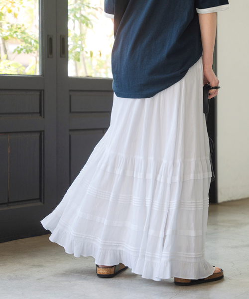 Spick & Span（スピックアンドスパン）の「コットンクレープギャザースカート（スカート・レディース・ホワイト/ブラック・FREE）」の20枚目の写真