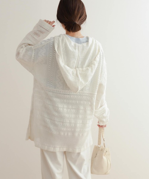 URBAN RESEARCH DOORS（アーバンリサーチドアーズ）の「コットンレースフーディープルオーバー（Tシャツ/カットソー・レディース・ナチュラル/オフホワイト・MEDIUM）」の6枚目の写真