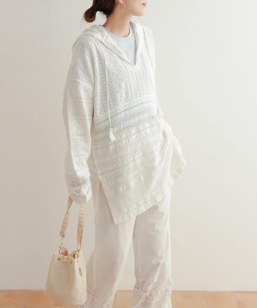 URBAN RESEARCH DOORS（アーバンリサーチドアーズ）の「コットンレースフーディープルオーバー（Tシャツ/カットソー・レディース・ナチュラル/オフホワイト・MEDIUM）」の7枚目の写真