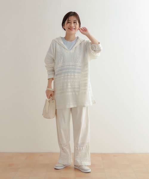 URBAN RESEARCH DOORS（アーバンリサーチドアーズ）の「コットンレースフーディープルオーバー（Tシャツ/カットソー・レディース・ナチュラル/オフホワイト・MEDIUM）」の10枚目の写真