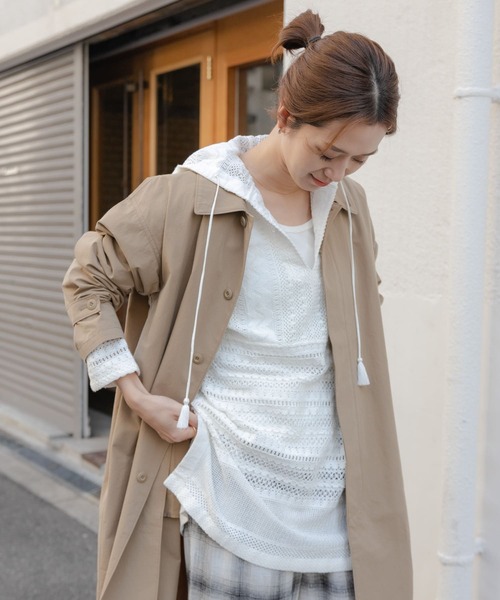 URBAN RESEARCH DOORS（アーバンリサーチドアーズ）の「コットンレースフーディープルオーバー（Tシャツ/カットソー・レディース・ナチュラル/オフホワイト・MEDIUM）」の12枚目の写真