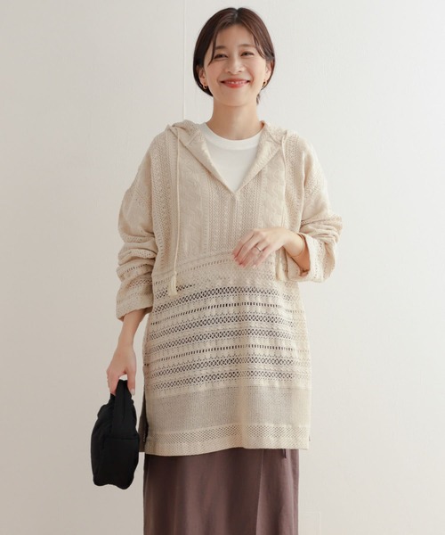 URBAN RESEARCH DOORS（アーバンリサーチドアーズ）の「コットンレースフーディープルオーバー（Tシャツ/カットソー・レディース・ナチュラル/オフホワイト・MEDIUM）」の17枚目の写真