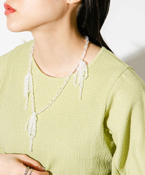 KBF（ケイビーエフ）の「リボンビーズネックレス（ネックレス・レディース・オレンジ/クリア・ONE）」の9枚目の写真