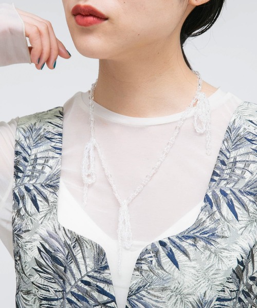 KBF（ケイビーエフ）の「リボンビーズネックレス（ネックレス・レディース・オレンジ/クリア・ONE）」の10枚目の写真