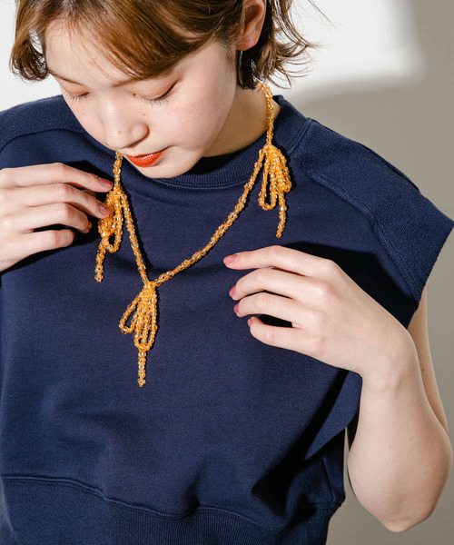 KBF（ケイビーエフ）の「リボンビーズネックレス（ネックレス・レディース・オレンジ/クリア・ONE）」の12枚目の写真