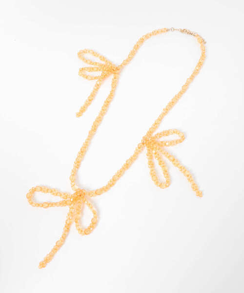 KBF（ケイビーエフ）の「リボンビーズネックレス（ネックレス・レディース・オレンジ/クリア・ONE）」の4枚目の写真