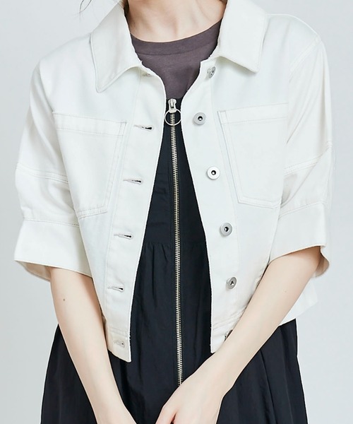 31 Sons de mode（トランテアン　ソン　ドゥ　モード）の「デニムシャツジャケット（シャツ/ブラウス・レディース・オフホワイト/ブルー・フリー）」の2枚目の写真