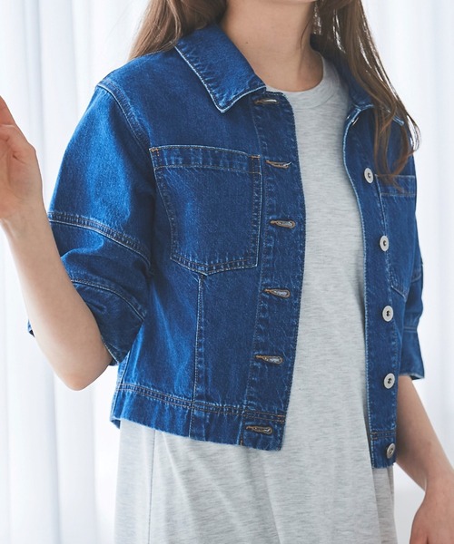31 Sons de mode（トランテアン　ソン　ドゥ　モード）の「デニムシャツジャケット（シャツ/ブラウス・レディース・オフホワイト/ブルー・フリー）」の10枚目の写真