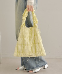 【A4サイズ対応】フリルギャザージャガードトートバッグ