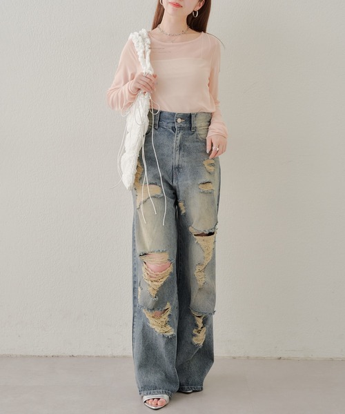 Chico(チコ)の「【A4サイズ対応】フリルギャザージャガードトートバッグ(トートバッグ・レディース・アイボリー/ライム/ブルー・FREE)」の6枚目の写真