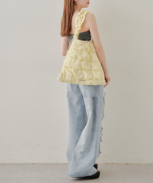 Chico(チコ)の「【A4サイズ対応】フリルギャザージャガードトートバッグ(トートバッグ・レディース・アイボリー/ライム/ブルー・FREE)」の13枚目の写真