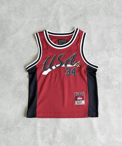 BIG FIELD（ビッグフィールド）の「バスケゲームシャツ（80～150cm）（タンクトップ・キッズ・レッド/マスタード/ブルー・110/100/95/90/80/150/140/130/120）」の10枚目の写真