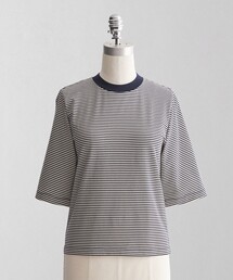 LOEFF | ＜LOEFF＞スビンコットン ボーダー 5分袖クルーネックTシャツ(Tシャツ/カットソー)