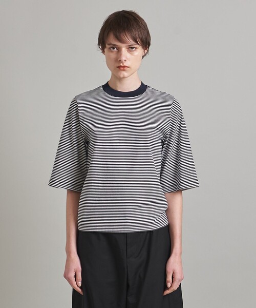 LOEFF スビンコットンボーダー5分袖クルーネックTシャツ LOEFF（ロエフ）の「＜LOEFF＞スビンコットン ボーダー 5分袖