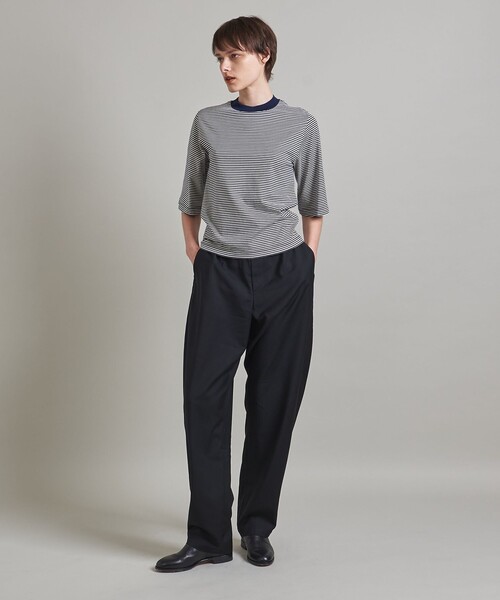 LOEFF スビンコットンボーダー5分袖クルーネックTシャツ LOEFF（ロエフ）の「＜LOEFF＞スビンコットン ボーダー 5分袖