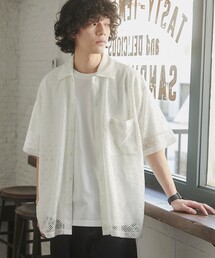 TOWN CRAFT◇半袖シャツ/L/コットン/WHT/総柄