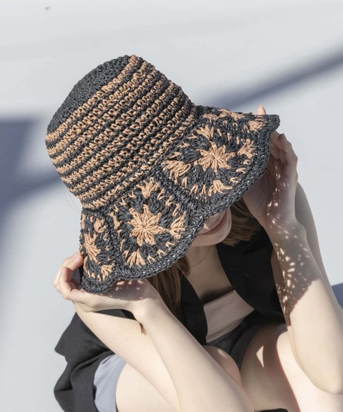 SMELLY（スメリー）の「クロシェモチーフペーパーハット（ハット・レディース・ブラック系その他/ホワイト系その他・-）」の2枚目の写真