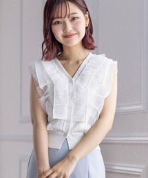 clear | チュールフリルノースリーブニットカーディガン≪2024SS新作≫(カーディガン/ボレロ)