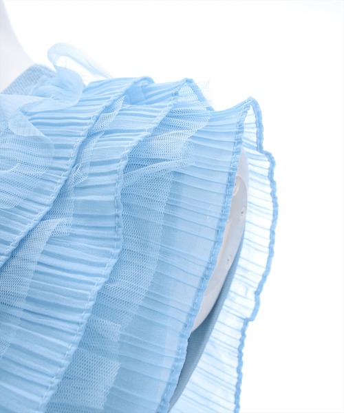 clear（クリア）の「チュールフリルノースリーブニットカーディガン[オフィスカジュアル 着回し抜群 大人 フェミニン]≪再入荷≫（カーディガン/ボレロ・レディース・ブラック/サックスブルー/オフホワイト・F）」の7枚目の写真