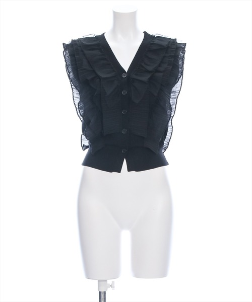 clear（クリア）の「チュールフリルノースリーブニットカーディガン[オフィスカジュアル 着回し抜群 大人 フェミニン]≪再入荷≫（カーディガン/ボレロ・レディース・ブラック/サックスブルー/オフホワイト・F）」の11枚目の写真