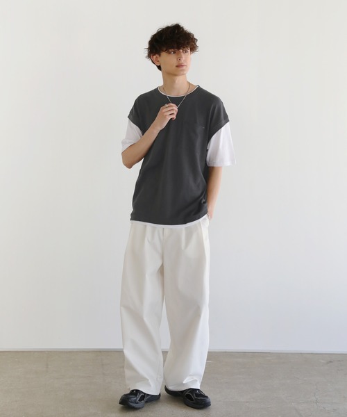 ASTRONOMY（アストロノミー）の「Buyer's Select/パイナップルニットフェイクレイヤードベスト半袖Tシャツ（Tシャツ/カットソー・メンズ・ライトグレー系/スミクロ/サックスブルー・LL/L/M）」の16枚目の写真