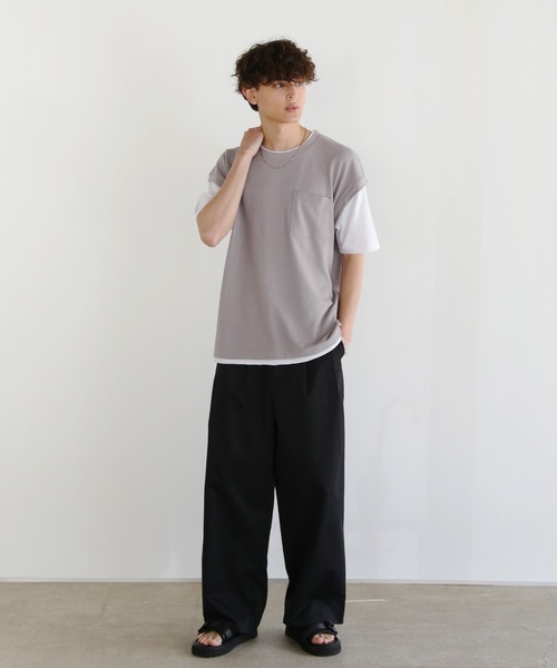ASTRONOMY（アストロノミー）の「Buyer's Select/パイナップルニットフェイクレイヤードベスト半袖Tシャツ（Tシャツ/カットソー・メンズ・ライトグレー系/スミクロ/サックスブルー・LL/L/M）」の20枚目の写真