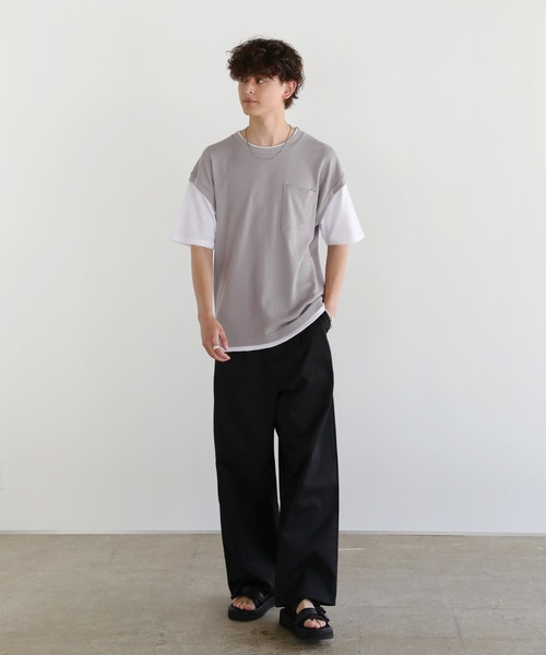 ASTRONOMY（アストロノミー）の「Buyer's Select/パイナップルニットフェイクレイヤードベスト半袖Tシャツ（Tシャツ/カットソー・メンズ・ライトグレー系/スミクロ/サックスブルー・LL/L/M）」の21枚目の写真
