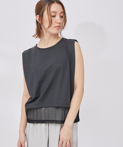 NERGY（ナージー）の「【水陸両用 ＆ UV】Aqua jersey ボックスタンクトップ（Tシャツ/カットソー・レディース・ブラック/カーキ・FREE）」の16枚目の写真