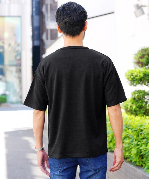 jiggys shop(ジギーズショップ)の「楊柳ジャガードポケット付きクルーネック半袖Tシャツカットソー(Tシャツ/カットソー・メンズ・ネイビー/ブラック/グレー系その他・MEDIUM/LARGE/X-LARGE)」の7枚目の写真