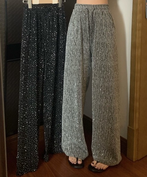 IRADOWL（アイラドール）の「ストーンデザインストレートパンツ（その他パンツ・レディース・ブラック/シルバー・FREE）」の5枚目の写真