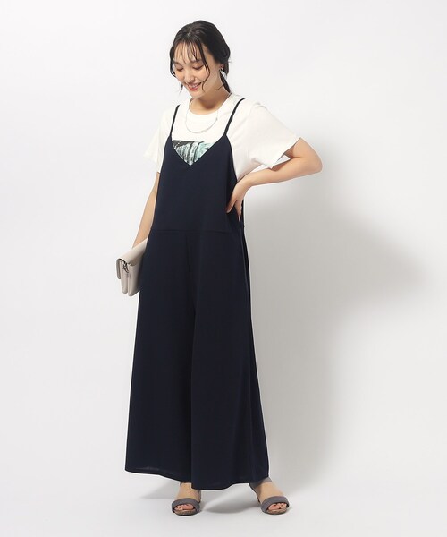 SHOO・LA・RUE（シューラルー）の「◆ぱっと着るだけで決まる 裏がさらさらカットジョーゼットサロペット（サロペット/オーバーオール・レディース・ネイビー/ブラック/ブラウン系・04/02/03）」の15枚目の写真