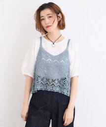 ◆クロシェ風ビスチェ×ブラウスセット