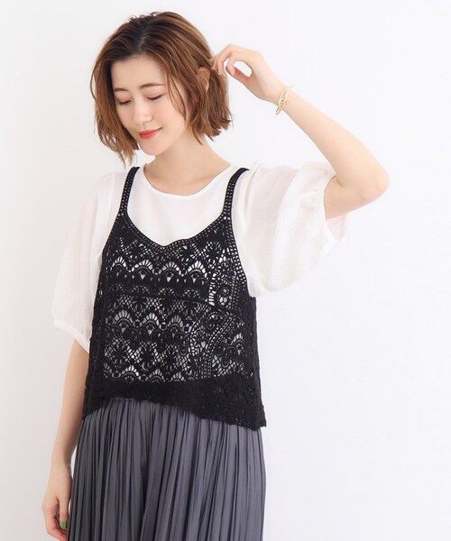 grove（グローブ）の「◆クロシェ風ビスチェ×ブラウスセット（シャツ/ブラウス・レディース・ナチュラル/ブラック/ライトブルー・02/03/01）」の2枚目の写真